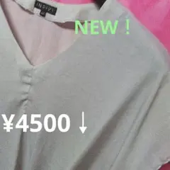 ☘️44号【限定♥】インディヴィ　半袖カットソー　ブラウス　ベージュ¥4500↓