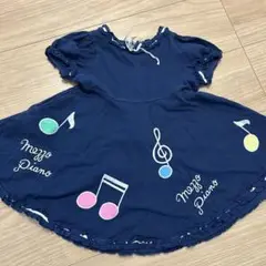 メゾピアノ MEZZOPIANO ベビー ワンピース 音符 紺