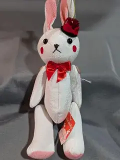 ウサギのぬいぐるみ 赤いリボンバック
