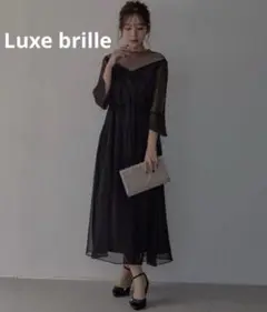 【美品✨】Luxe brilleラメチュールシフォン　オケージョンワンピース