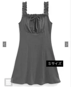 GRL カップ付きフリルリボンミニワンピース[dk1242] グレー Sサイズ