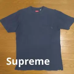 Supreme ネイビー Tシャツ Lサイズ ポケット付き　ヴィンテージ