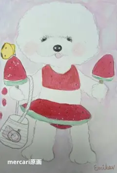 しろわんことスイカバー　　　　　　　原画