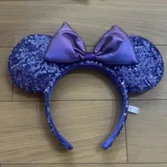 ディズニー カチューシャ スパンコール ミニー パープル