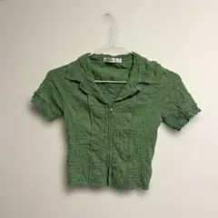 moussy BICOLOR LINE ZIP ブラウス グリーン 緑