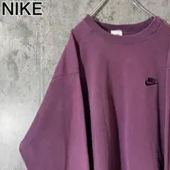 90s 銀タグ ナイキ ワンポイント刺繍ロゴ スウェット パープル M