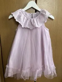 キッズ ワンピース 120 チュール ラベンダー フリル女の子