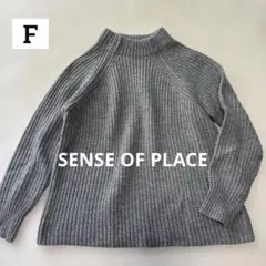 極美品【SENSE OF PLACE】ハイネック　ニット　チャンキー　グレー