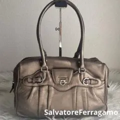SalvatoreFerragamo トートバッグ ガンチーニ レザー ゴールド