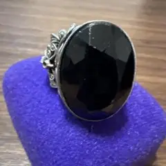 ブラックオニキス シルバー調リング