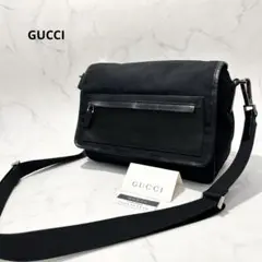 【美品】GUCCI グッチ メッセンジャーバッグ ショルダーバッグ ブラック 黒
