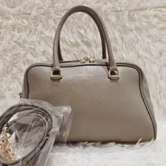 美品 クリスチャンヴィラ ミニボストン バッグ クロスボディ グレージュ シボ革