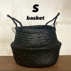 【新古品・未使用】Sサイズ 黒の編み込みバスケット　ハンドバッグ