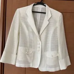 ホワイト テーラードジャケット メッシュ風