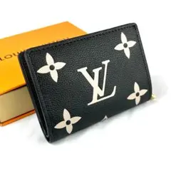 美品 二つ折り財布 黒/白