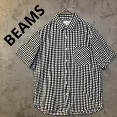 【美品】　BEAMS ビームス　メンズ　半袖BDシャツ ギンガムチェック　黒　S