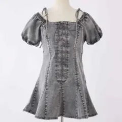 【完売品✨️】NICE CLAUP デニム風ミニワンピース