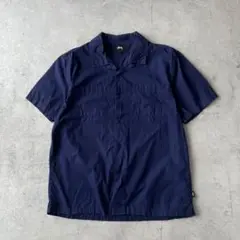 STUSSY ステューシー 開襟 シャツ 半袖 ネイビー