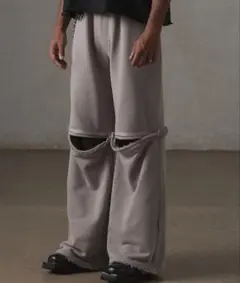 Grancy ジップデザイン スウェットパンツ グレー L