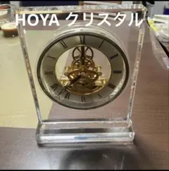 クリスタル置き時計 HOYA CRYSTAL製 スケルトン