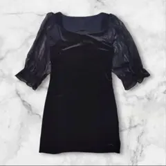 dazy デイジー 黒 ベロア素材 ベルベット シースルー袖 Lサイズ 秋冬