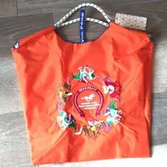 オレンジ刺繍エコバッグ