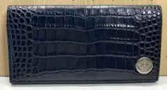 Orobianco オロビアンコ　二つ折り長財布　クロコ型押し　レザー　ブラック