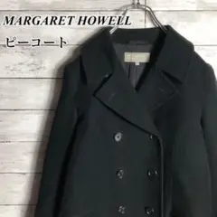 【美品】マーガレットハウエル ピーコート 厚手ウールコート 冬物 黒 ブラック