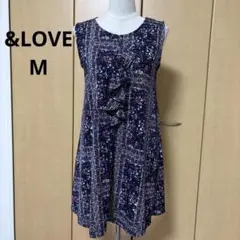 &LOVE スカーフ柄　ジャージ素材　フリル　チュニック