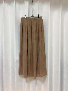 ベージュ プリーツ ロングスカート Mサイズ