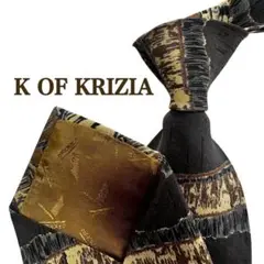 K OF KRIZIA ダークグレー　紺　シルクネクタイ 動物柄総柄　メンズ