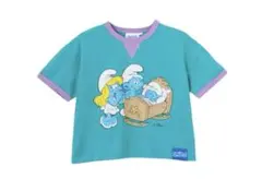 スモーフ SMURFS リンガーTシャツ 半袖 ターコイズブルー