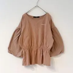 オファロ　トップス　七分袖　M ブラウン　綿　100% ロゴ　シンプル　春　秋