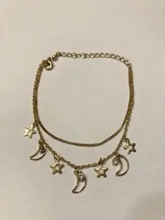 月と星のモチーフ ブレスレット ゴールド