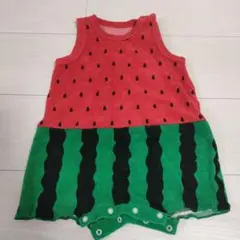 スイカ柄ロンパース 80