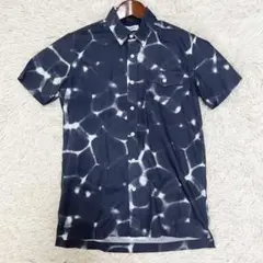 美品✨SATURDAYS NYC 半袖シャツ ボタンダウン 総柄 タイダイ柄 紺