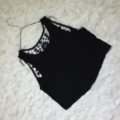 美品　H&M　タンクトップ　レース　マクラメ　ブラック　黒