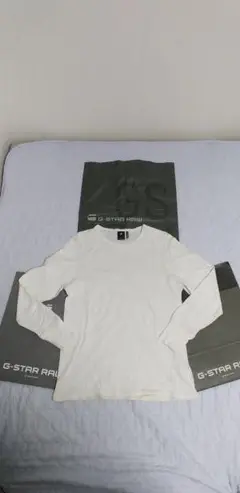 G-STAR RAW　L　長袖　ロング　Tシャツ　ホワイト　白