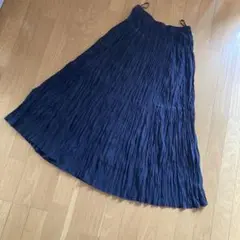 イネス　ツイストプリーツロングスカート M 黒