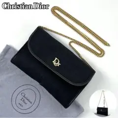 【美品】ディオール トロッター ショルダーバッグ 2way チェーン 総柄 黒色