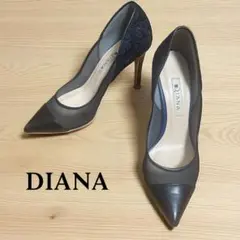 美品 DIANA 人気シリーズの刺繍パンプス NAVY 22.5 田中みなみ着用