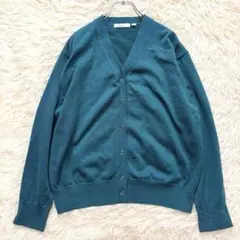 ニコアンド 長袖カーディガン L 青緑 ゆったり 綺麗め 上品 スナップボタン