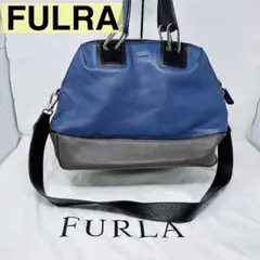 フルラ トート×ショルダー2wayバッグ ブルー×ブラック