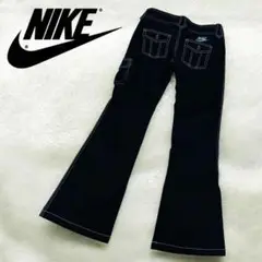 希少 当時物 00s ナイキ フレア カーゴパンツ y2k ブラック ストレッチ