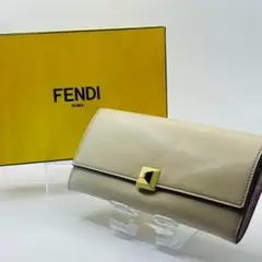 【 FENDI 】フェンディ・コンチネンタルウォレット・ベージュ× ピンク