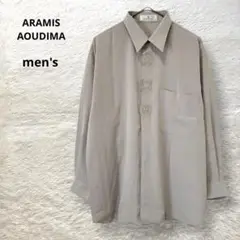 ARAMIS AOUDIMA メンズ 刺繍ポイント 長袖シャツ 微光沢 日本製