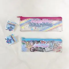 【新品】ANGEL BLUE ビニールペンポーチ　エンジェルブルー　2点セット