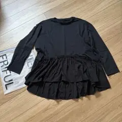 シーインshein購入長袖カットソー フリルFRIFUL黒xl