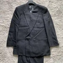 【美品】ジョルジオアルマーニ セットアップ スーツ ダブル ブラック Lサイズ
