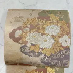 未着用　雲　唐織　葡萄　吹き寄せ　花模様　袋帯　着物　031t